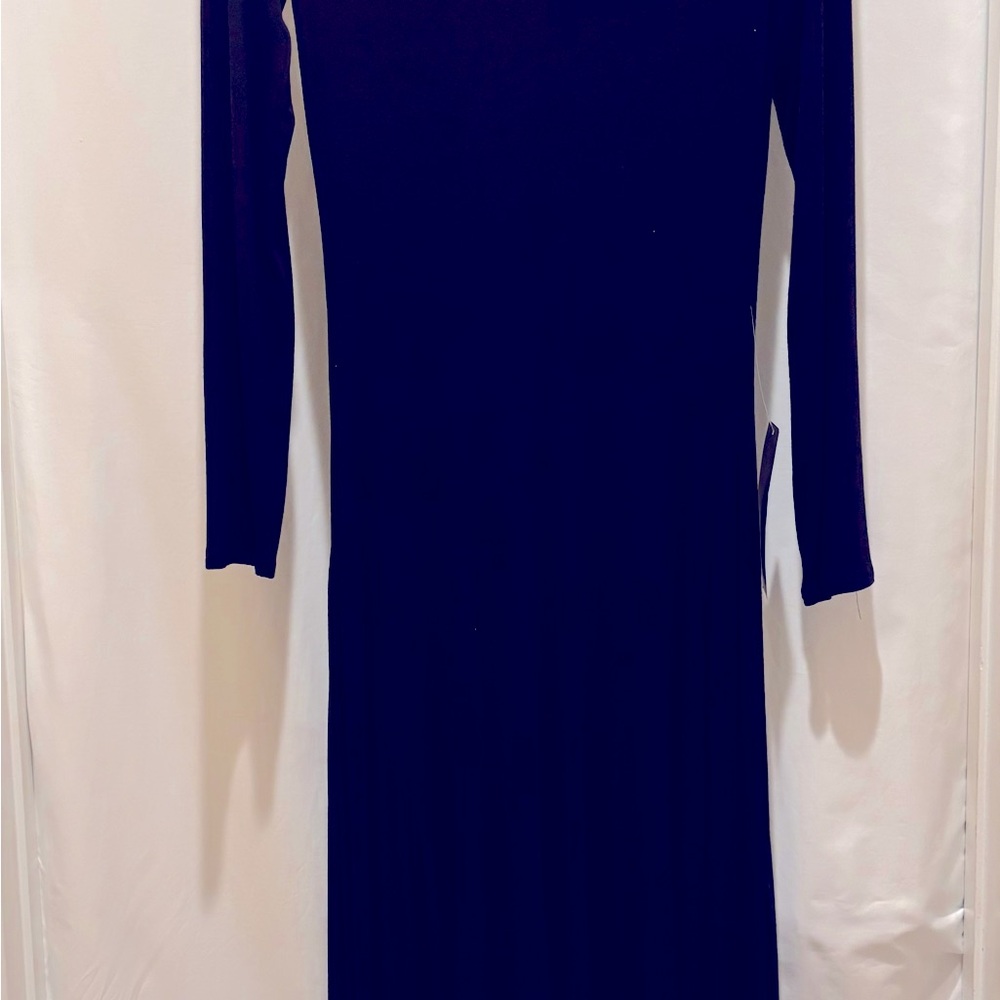 NWT BCBGMAXAZRIA “TIFFANY” ELEGANT BLACK LONG BLACK DRESS LONG SLEEVE- Large - Picture 3 of 14